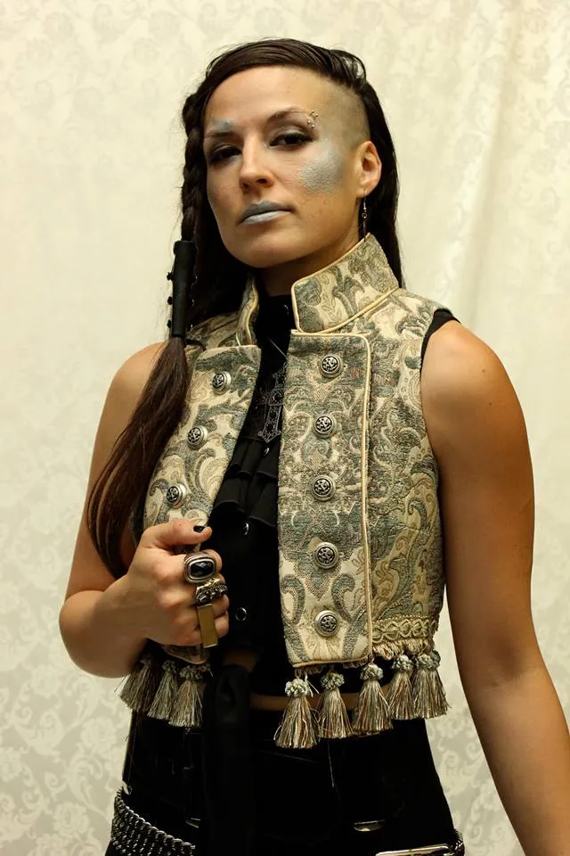 TOREADOR VEST - GREEN/IVORY TAPESTRY