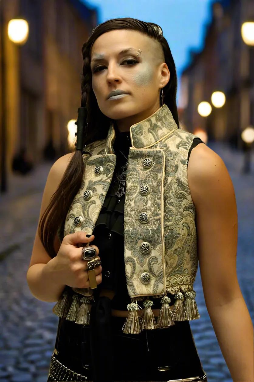 TOREADOR VEST - GREEN/IVORY TAPESTRY