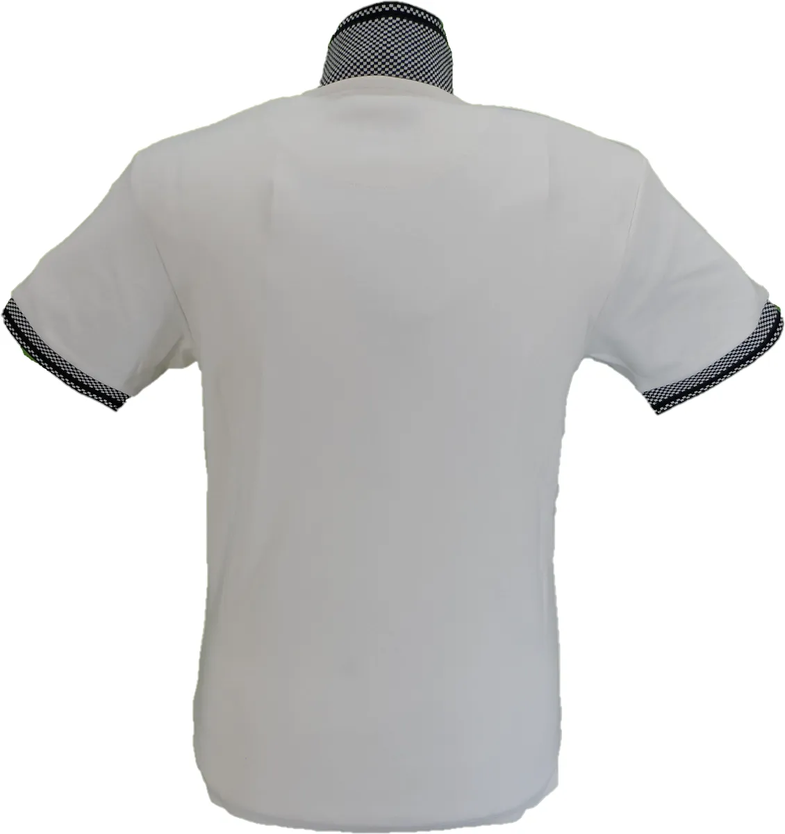 Trojan Mens Ecru Checkerboard Panel Zipped Funnel Neck Top
