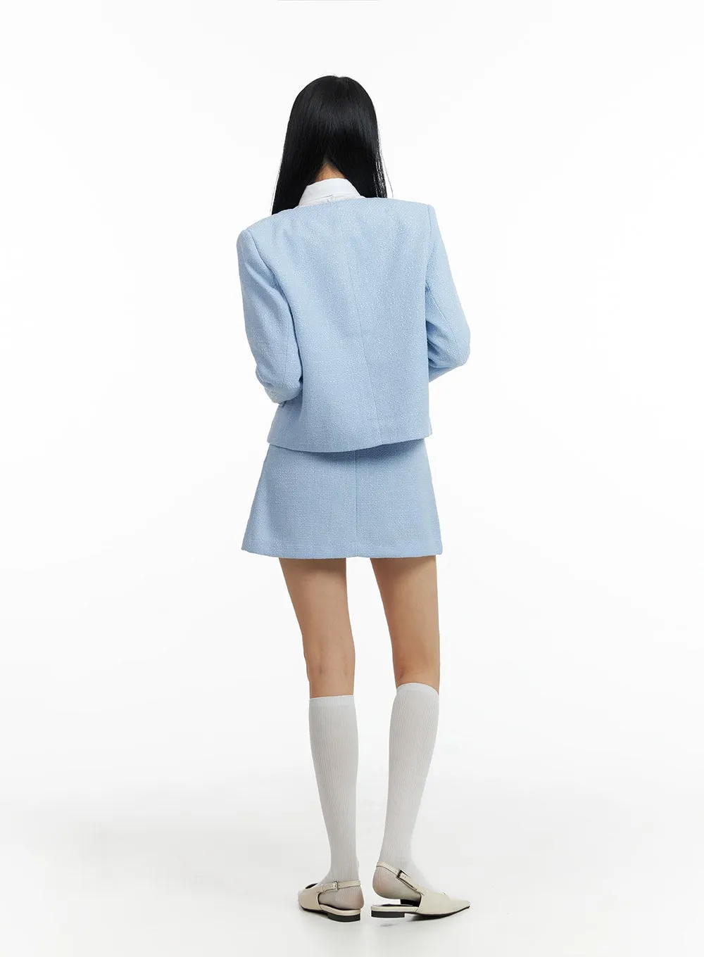 Tweed Pleated Mini Skirt IF402