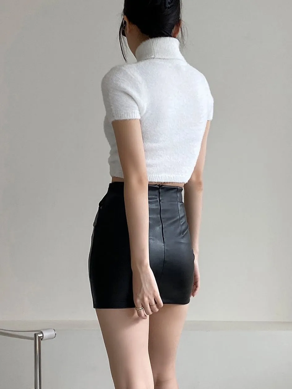 Twist vegan leather skirt