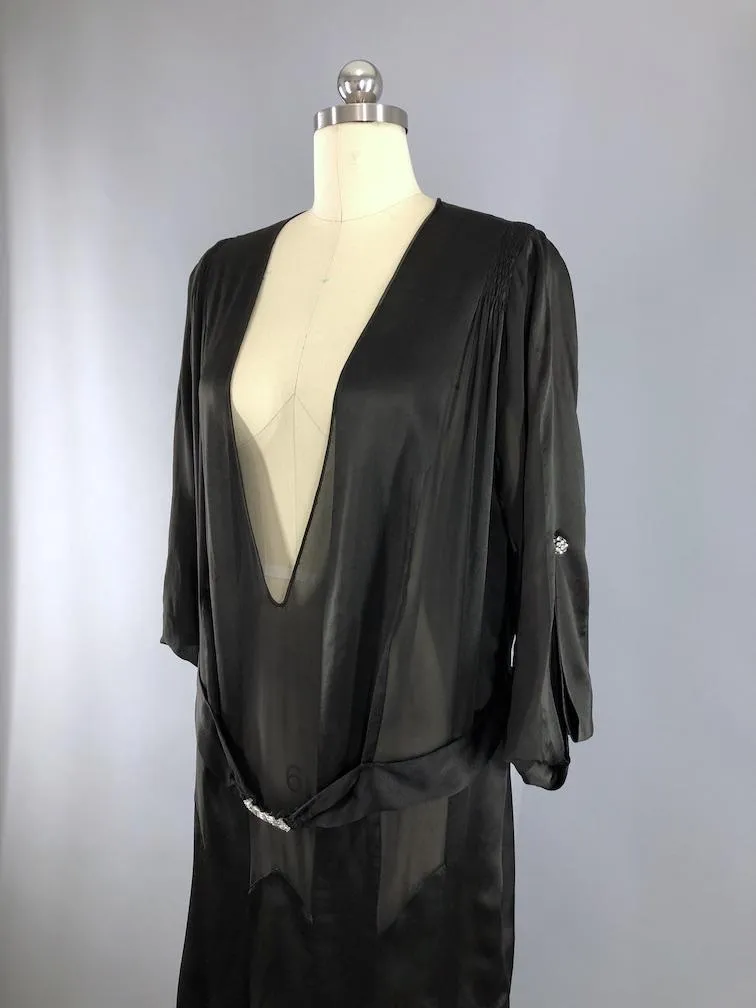 Vintage 1920s-1930s Silk Dress with Matching Vest