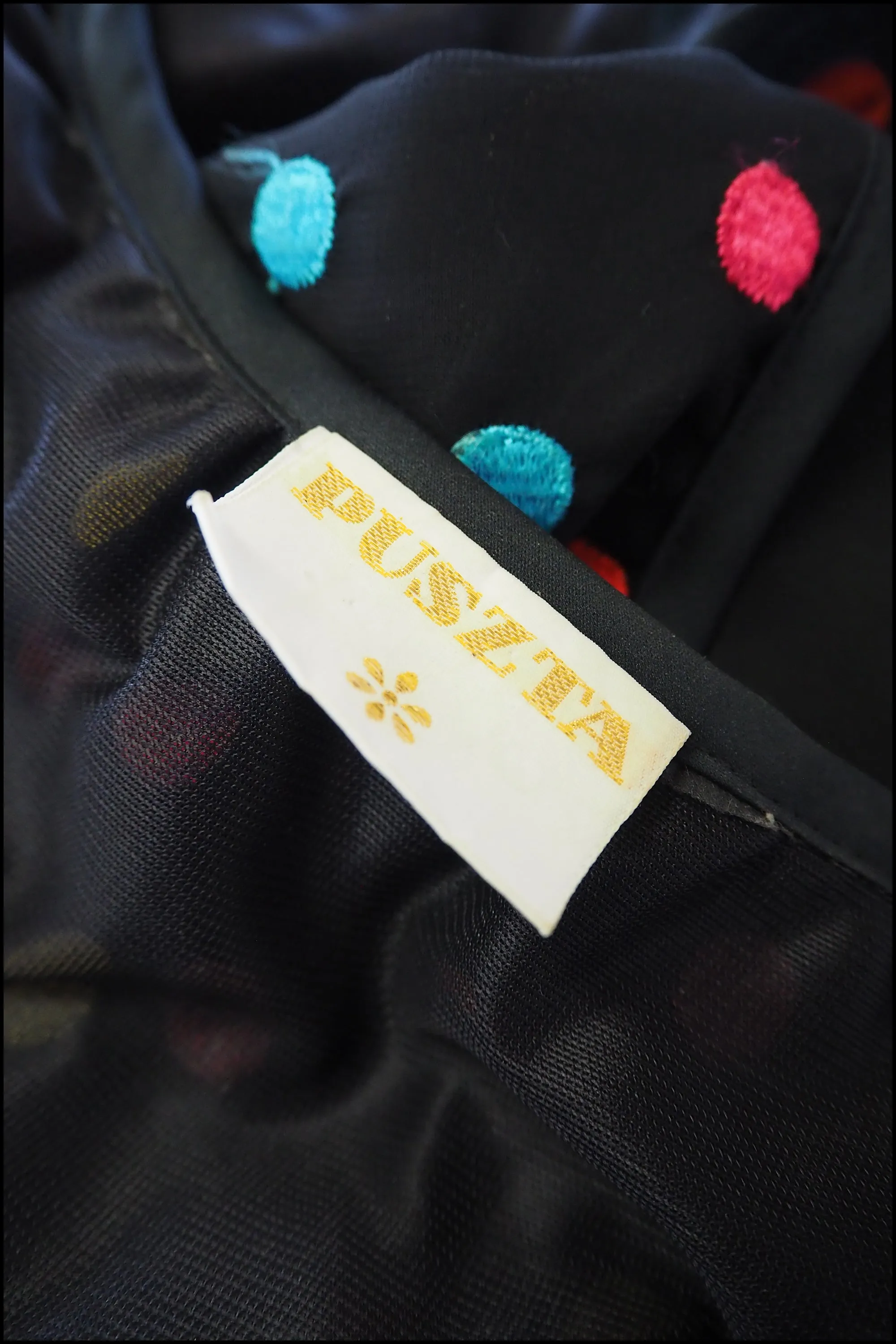 Vintage 1970s Black Dot Chiffon Maxi Dress