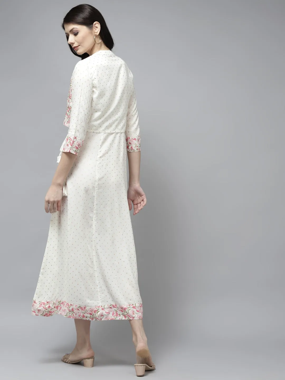 White Printed A-Line Dress
