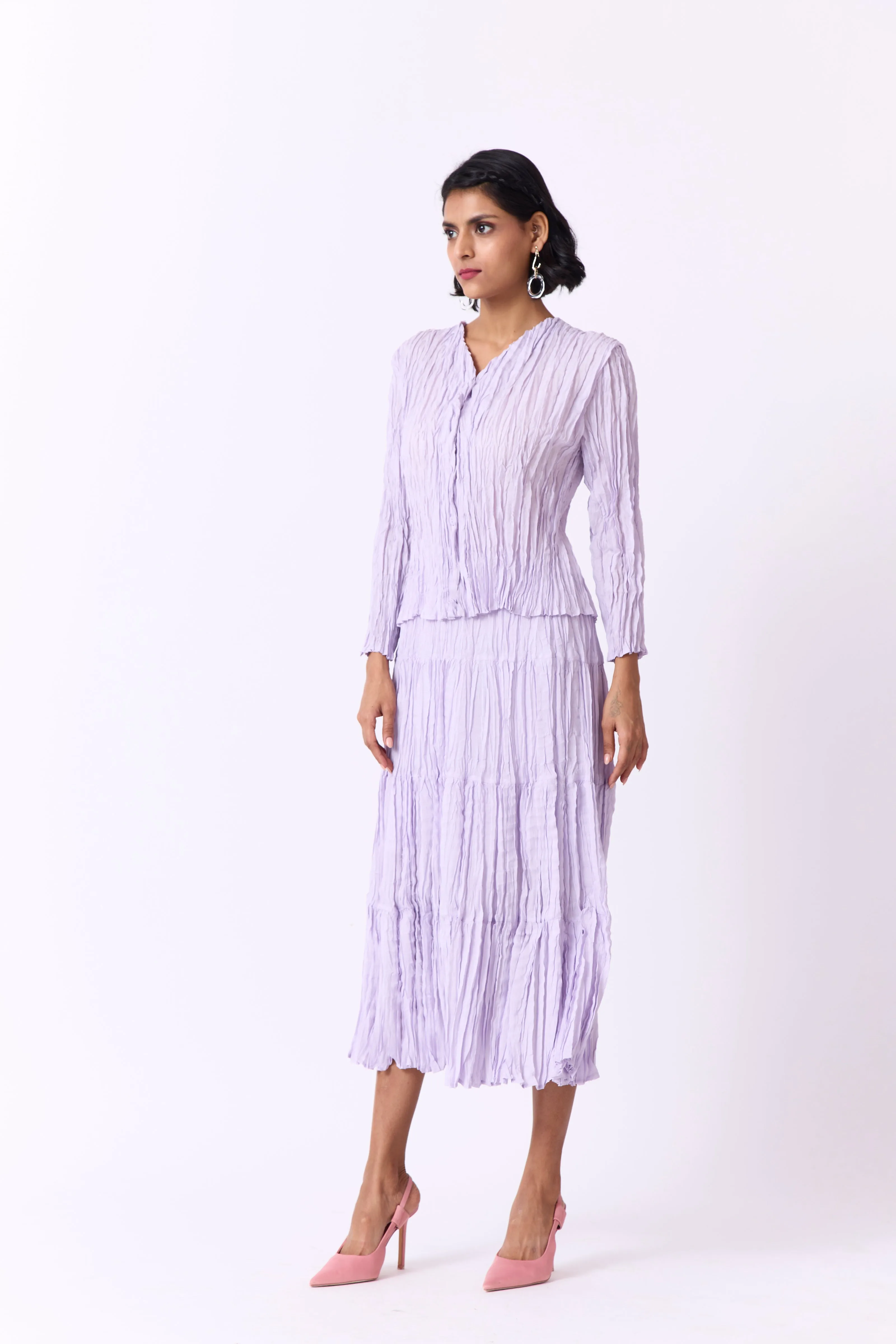 Willa Crushed Cotton Set - Lilac