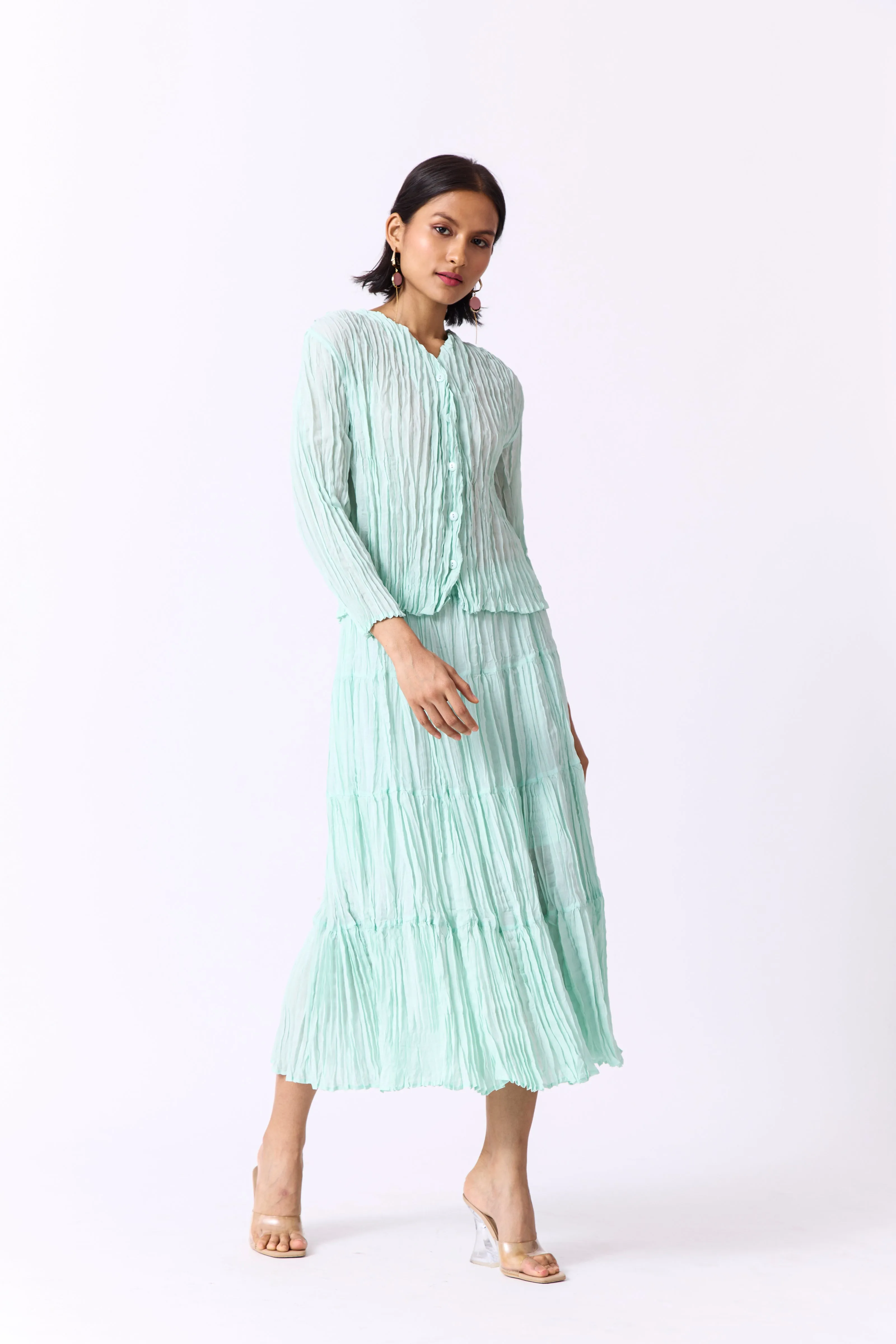 Willa Crushed Cotton Set - Mint