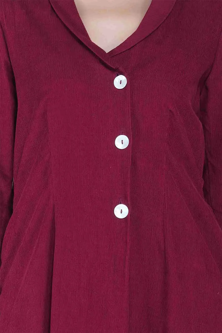 Wine Red Jacket & Pant Co-ord Set