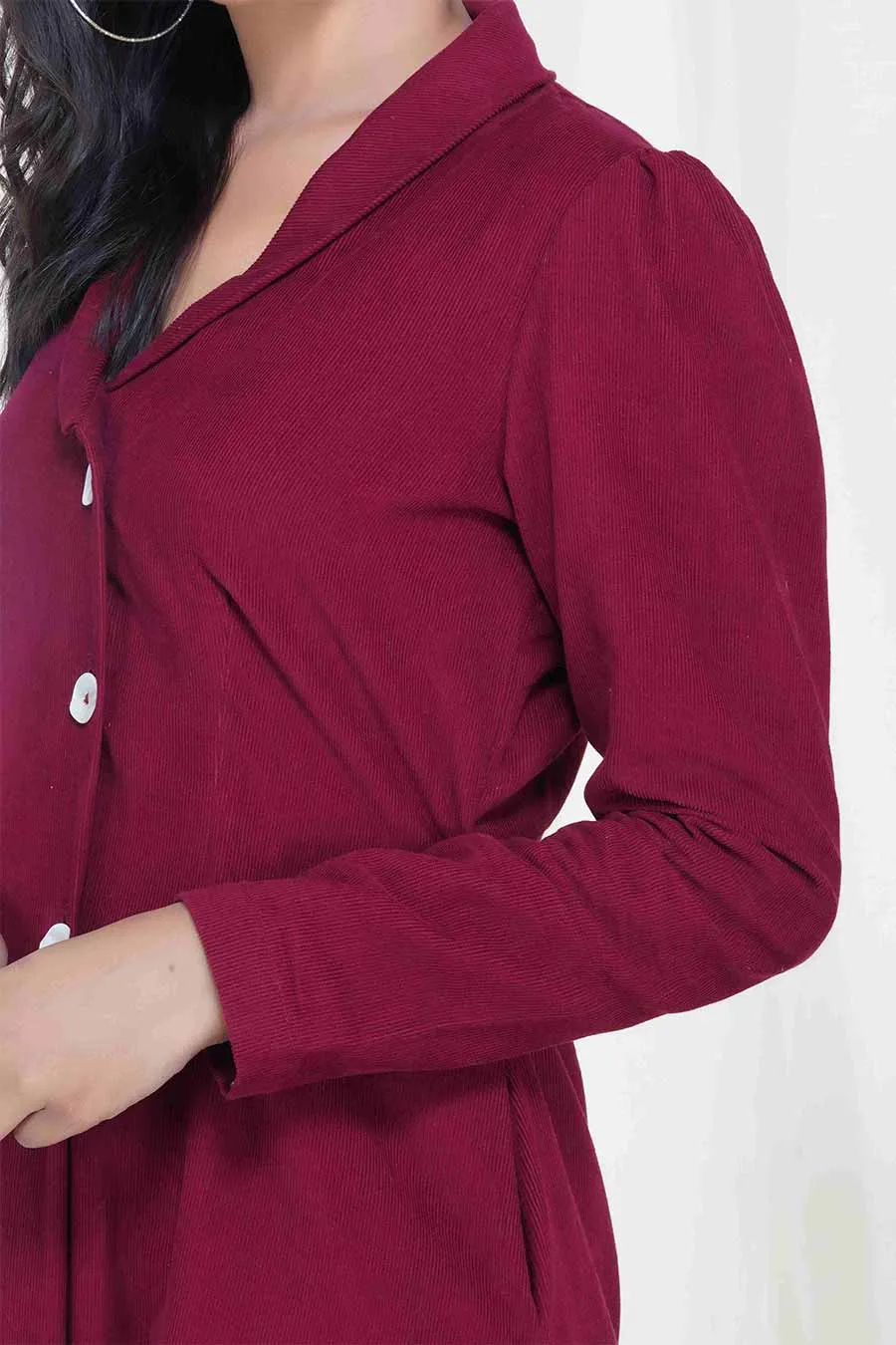 Wine Red Jacket & Pant Co-ord Set