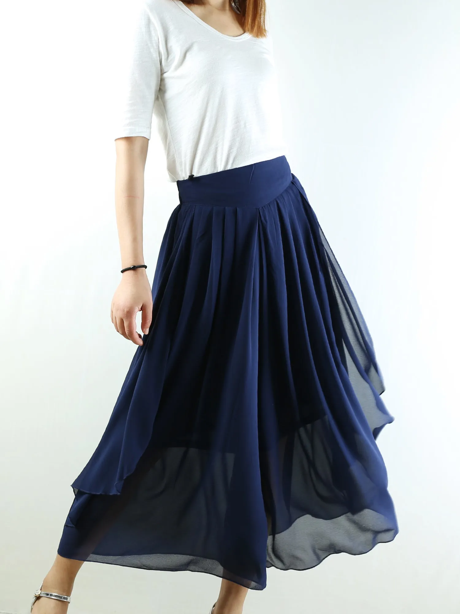 Women's elastic waist pants/chiffon yoga skirt pants/oversized pants/wide leg trousers(K1710)