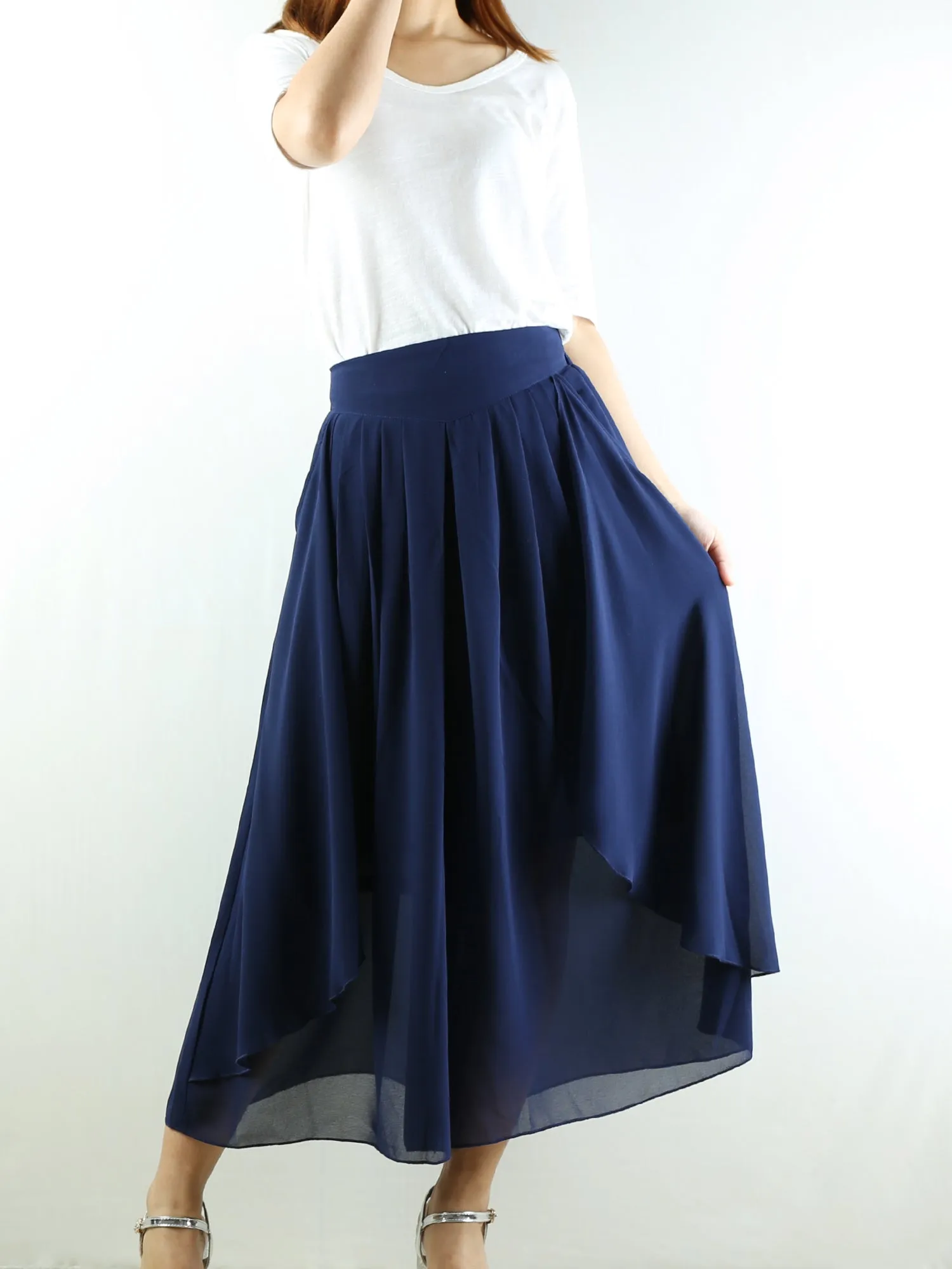 Women's elastic waist pants/chiffon yoga skirt pants/oversized pants/wide leg trousers(K1710)
