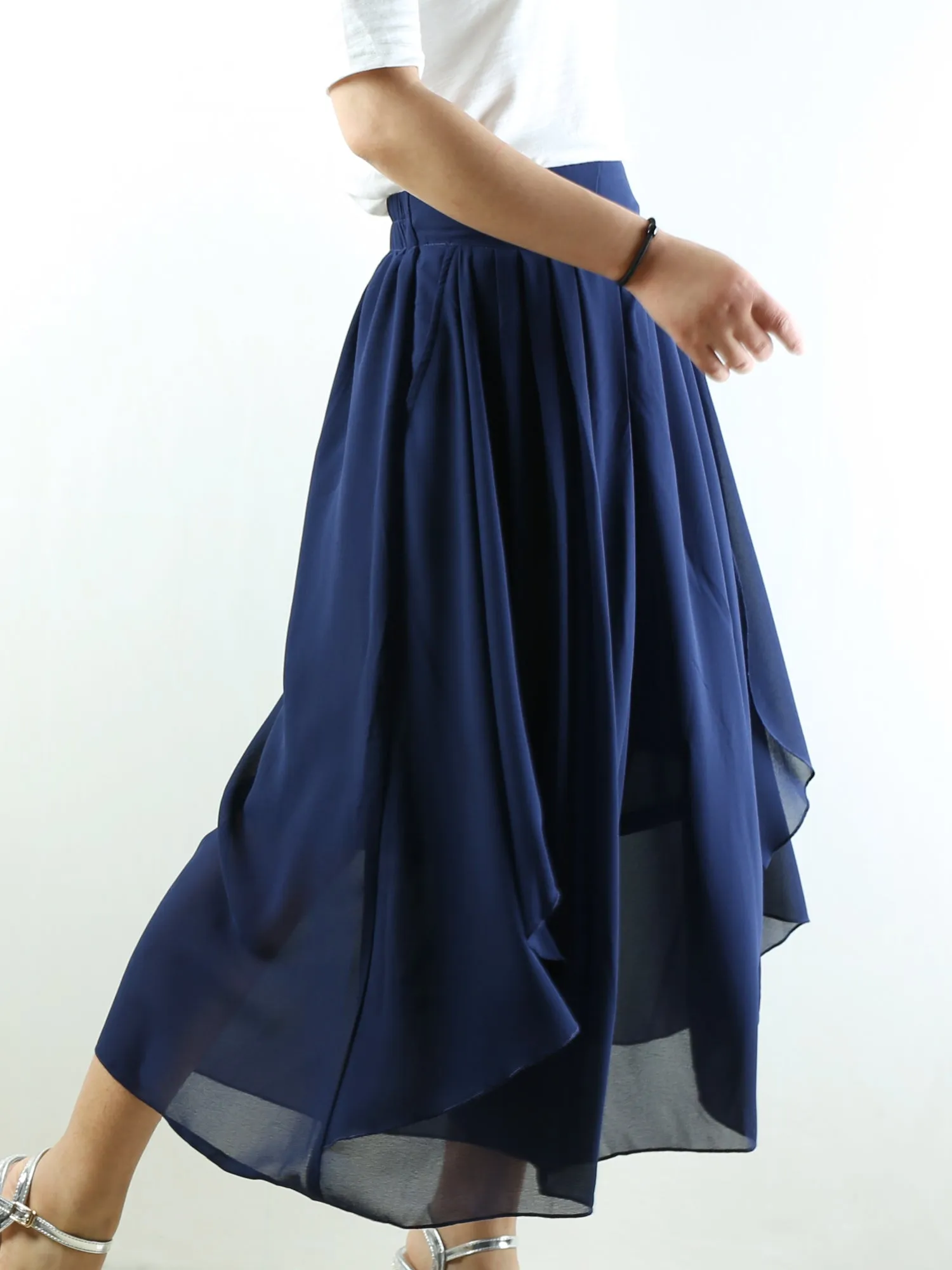 Women's elastic waist pants/chiffon yoga skirt pants/oversized pants/wide leg trousers(K1710)