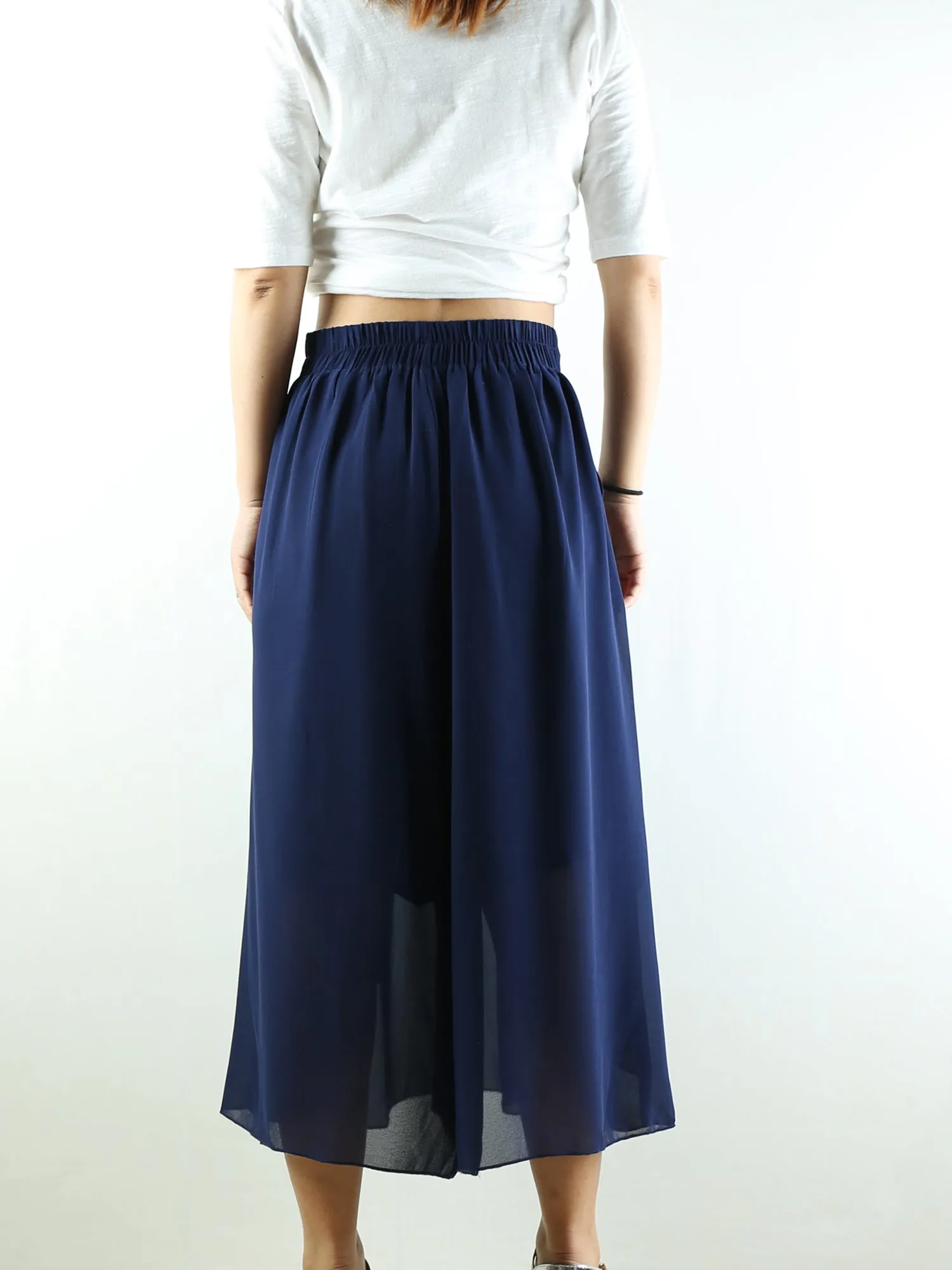 Women's elastic waist pants/chiffon yoga skirt pants/oversized pants/wide leg trousers(K1710)