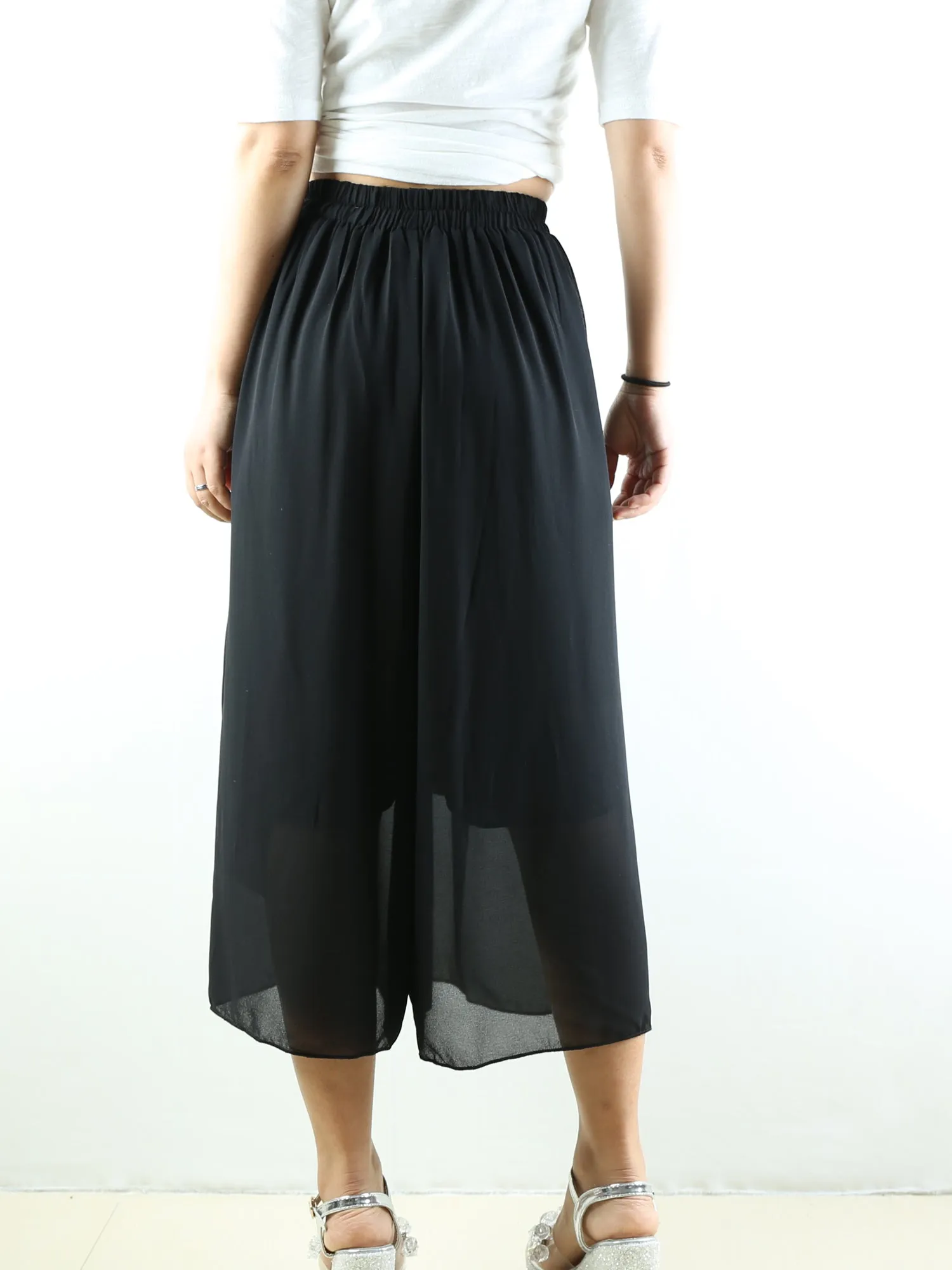 Women's elastic waist pants/chiffon yoga skirt pants/oversized pants/wide leg trousers(K1710)