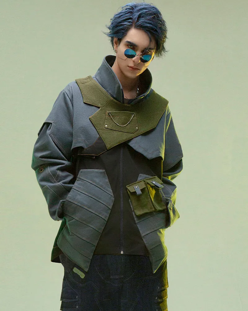 XIPHEVIL Cyberpunk Outfits Far-Off Vanguard Multi-Pocket Jacket